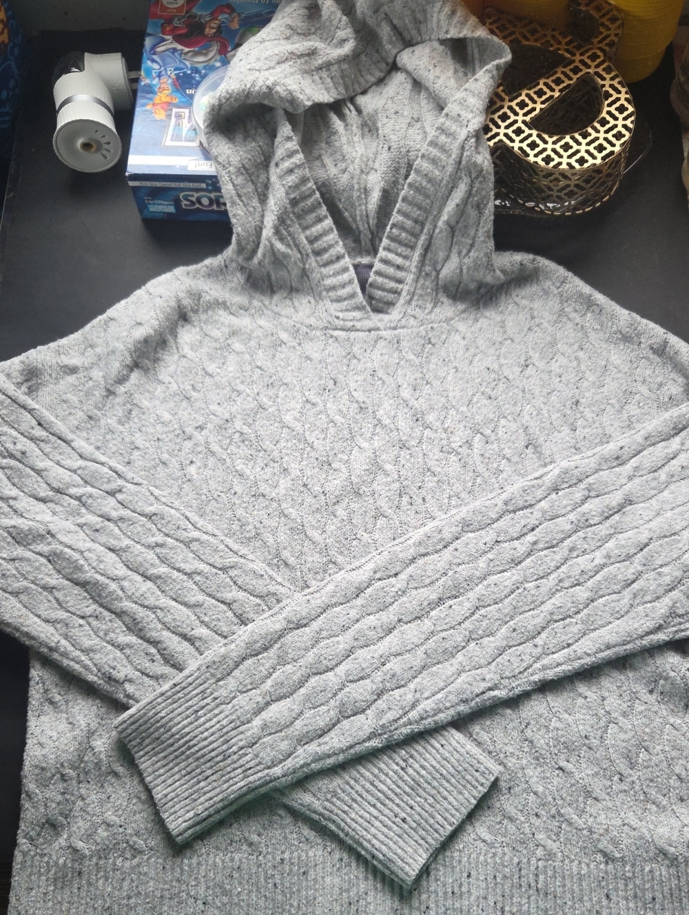 Hooded Cable Knit Sweater